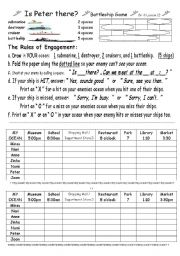 English Worksheet: Meeting a Friend Battleship Game