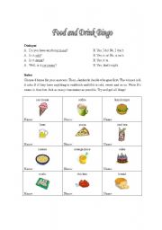 English worksheet: Food and Drink Bingo