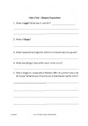 English Worksheet: I Am A Taxi Novel Study Questions