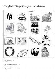English worksheet: English Bingo