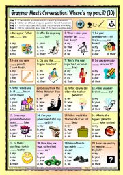 English Worksheet: Grammar Meets Conversation: Possessive Adjectives (10) - Asking for Information