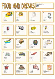 English Worksheet: Food and Drinks
