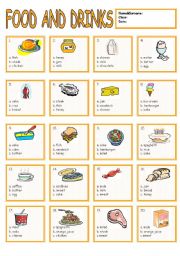 English Worksheet: Food and Drinks