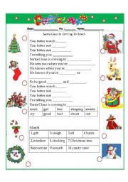 English Worksheet: Santa Claus is coming to town