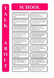 English Worksheet: School - 18 conversation cards (editable)