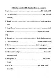 English worksheet: comparatives and superlatives