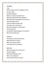 English Worksheet: SPEAKING TEST 