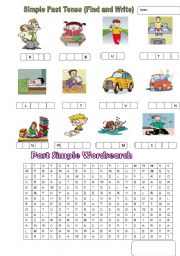 English worksheet: word research with past