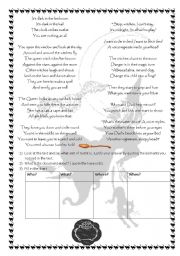 English Worksheet: Witches and witchcraft : a poem about witches