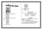 English worksheet: telling the time