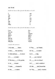 English worksheet: verb to be