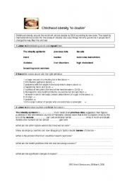 English Worksheet: childhood obesity