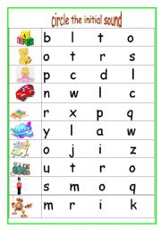 English Worksheet: circle the initial sound