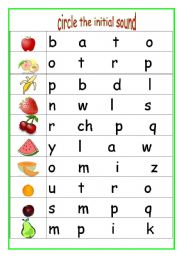 English Worksheet: circle the initial sound