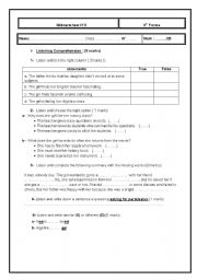 English Worksheet: Test: Listening and Language