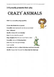 CRAZY ANIMALS SCHOOL PLAY FOR FIRST-SECOND GRADES
