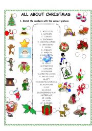 All about Christmas worksheet - matching