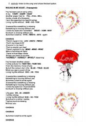 English Worksheet: Wound in my heart - song