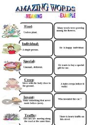 English worksheet: amazing words