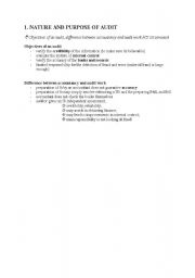 English Worksheet: Audit&Assurance Notes