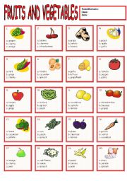 Fruits and Vegetables