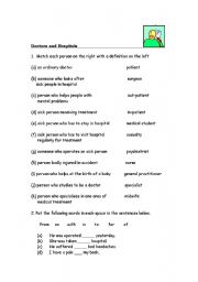 English worksheet: Doctors and hospitals