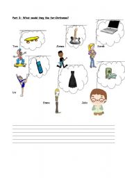English Worksheet: What would they like for Christmas? Part 1