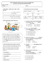 English Worksheet: 7th class exam