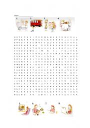 English Worksheet: What are they doing? wordsearch