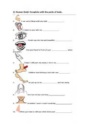 English Worksheet: HUMAN BODY