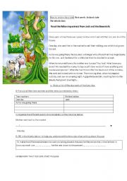 English Worksheet: Jack and the Beanstalk