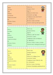 English Worksheet: Speaking activity: fill in a form