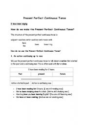 English worksheet: Present Perfect Continuous