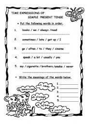 English Worksheet: time expressions of simple present tense