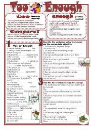 English Worksheet: Too-Enough