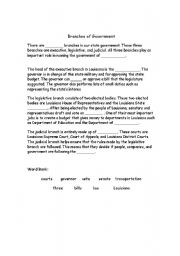 English Worksheet: Branches of Government