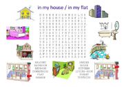 English Worksheet: WORDSEARCH - In my house / in my flat