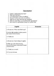 English Worksheet: Supermarket