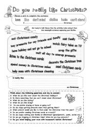 English Worksheet: Talk about Christmas - Gerund after verbs