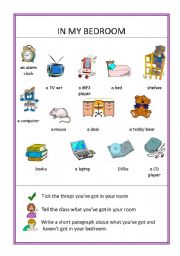English Worksheet: IN MY BEDROOM: have got