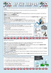 English Worksheet: at the airport (2 pages)