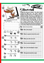 English Worksheet: RC Series Level 1_HO HO Edition_03 Rudolph (Fully Editable + Key)