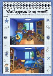 English Worksheet: What happened to my room??!
