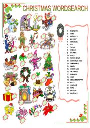 English Worksheet: CHRISTMAS WORDSEARCH