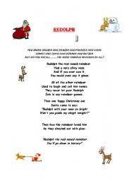 English Worksheet: rudolph the rod nose reindeer
