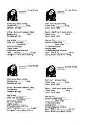 English worksheet: three little birds - Bob Marley