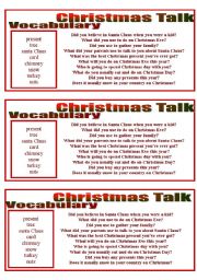 English Worksheet: CHRISTMAS TALK - CONVERSATION CLASSES