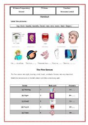 English Worksheet: Body parts and illnesses 