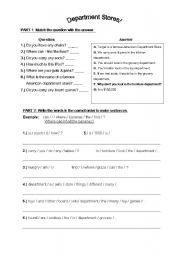 English Worksheet: Shopping & Department Store Worksheet