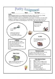 English Worksheet: Poetry Assignment
